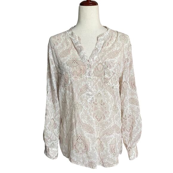 Carve Designs Organic Cotton Lightweight Sheer Long Sleeve Top M Paisley Boho - Picture 1 of 15